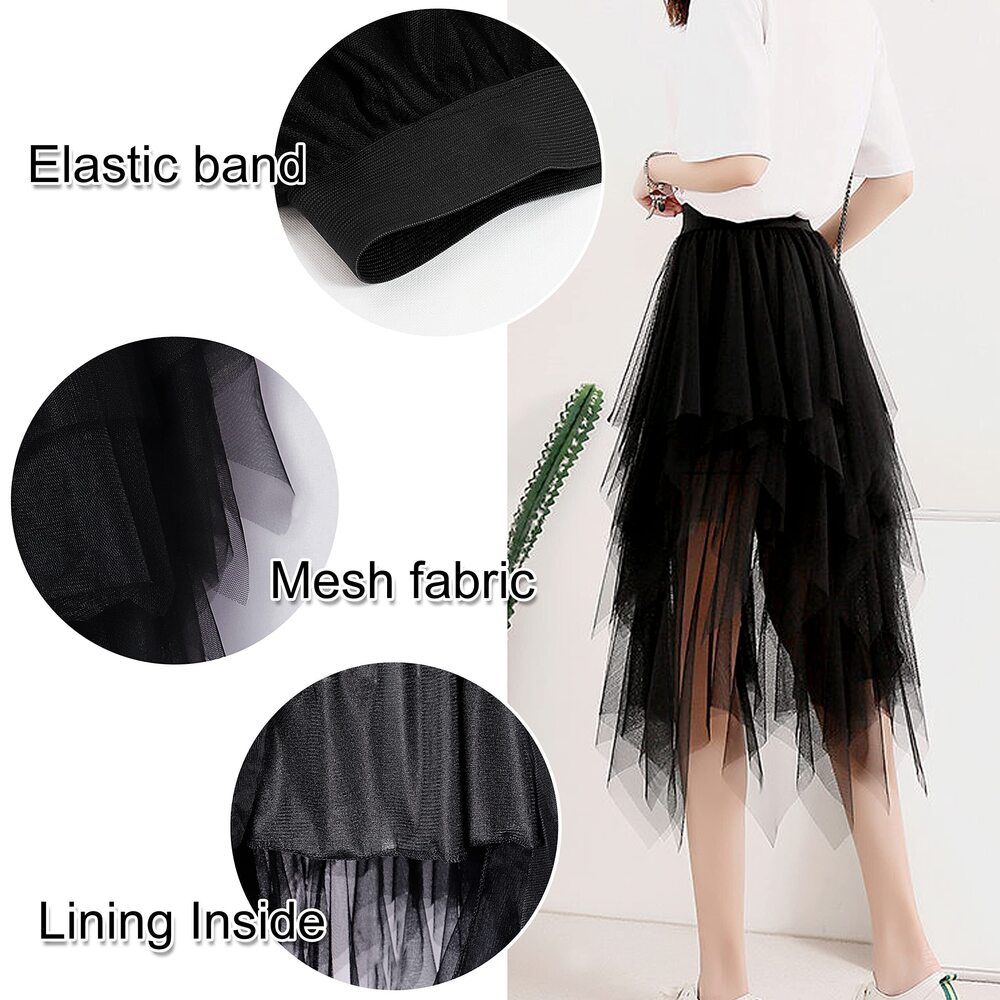 9607 Cat Ears Knit Hat & Tulle Skirt Set - Black - Picture 6 of 7